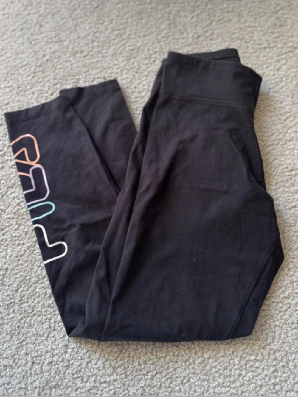 Fila Black Leggings with Pastel Logo Accent
